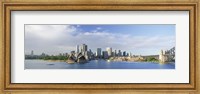 Framed Sydney Opera House with city skyline in the background, Sydney Harbor, Sydney, New South Wales, Australia