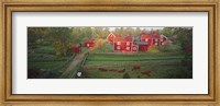 Framed Traditional red farm houses and barns at village, Stensjoby, Smaland, Sweden