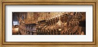 Framed Wooden ship Vasa in a museum, Vasa Museum, Stockholm, Sweden