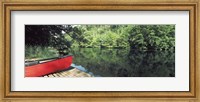 Framed Canoe on a boardwalk in a river, Neckar River, Horb Am Neckar, Baden-Wurttemberg, Germany