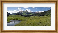 Framed Man fly-fishing in Slate River, Crested Butte, Gunnison County, Colorado, USA