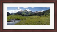 Framed Man fly-fishing in Slate River, Crested Butte, Gunnison County, Colorado, USA