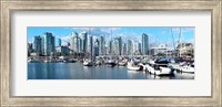 Framed Boats at marina with Vancouver skylines in the background, False Creek, British Columbia, Canada