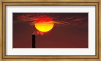 Framed Smoke stack in sunset