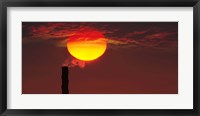 Framed Smoke stack in sunset