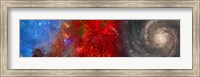 Framed Hubble galaxy with red maple foliage