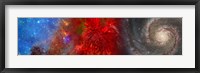 Framed Hubble galaxy with red maple foliage