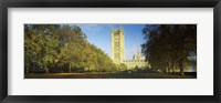 Framed Victoria Tower at a government building, Houses of Parliament, London, England