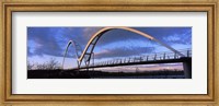 Framed Modern bridge over a river, Infinity Bridge, River Tees, Stockton-On-Tees, Cleveland, England