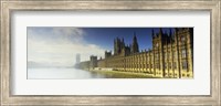 Framed Government building at the waterfront, Houses Of Parliament, Thames River, London, England