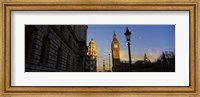 Framed Government building with a clock tower, Big Ben, Houses Of Parliament, City Of Westminster, London, England