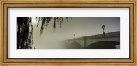 Framed Putney Bridge during fog, Thames River, London, England