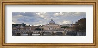 Framed Arch bridge across Tiber River with St. Peter's Basilica in the background, Rome, Lazio, Italy