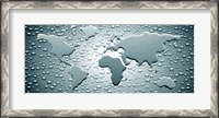 Framed Water drops forming continents (black and white)