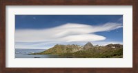 Framed Lenticular clouds forming over Cooper Bay, South Georgia Island