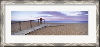 Framed Boardwalk on the beach at dawn, Chesil Beach, Jurassic Coast, Dorset, England