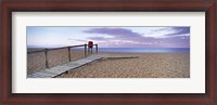 Framed Boardwalk on the beach at dawn, Chesil Beach, Jurassic Coast, Dorset, England