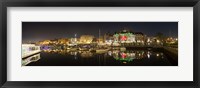 Framed Buildings lit up at night, Inner Harbour, Victoria, British Columbia, Canada 2011