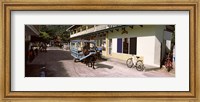 Framed Ox-drawn cart in a street, La Digue Island, Seychelles