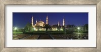 Framed Mosque lit up at night, Blue Mosque, Istanbul, Turkey