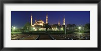 Framed Mosque lit up at night, Blue Mosque, Istanbul, Turkey