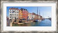 Framed Buildings along a canal with boats, Nyhavn, Copenhagen, Denmark
