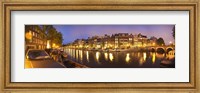 Framed Night view along canal, Amsterdam, Netherlands