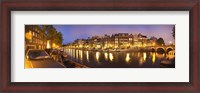 Framed Night view along canal, Amsterdam, Netherlands