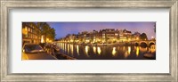 Framed Night view along canal, Amsterdam, Netherlands