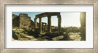 Framed Roman town ruins of Hierapolis at Pamukkale, Anatolia, Central Anatolia Region, Turkey