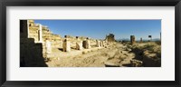 Framed Ruins of Hierapolis at Pamukkale with mountains in the background, Anatolia, Central Anatolia Region, Turkey