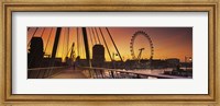 Framed Bridge with ferris wheel, Golden Jubilee Bridge, Thames River, Millennium Wheel, City Of Westminster, London, England