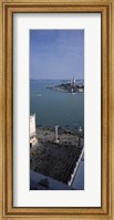 Framed Church and bell tower from St Mark's Campanile, Canale di San Marco, Doges Palace, San Giorgio Maggiore, Venice, Veneto, Italy