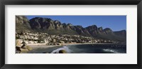 Framed Town at the coast with a mountain range, Twelve Apostle, Camps Bay, Cape Town, Western Cape Province, Republic of South Africa