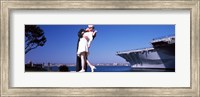 Framed Kiss between sailor and nurse sculpture, Unconditional Surrender, San Diego Aircraft Carrier Museum, San Diego, California, USA