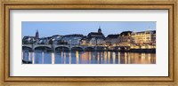Framed Bridge across a river with a cathedral, Mittlere Rheinbrucke, St. Martin's Church, River Rhine, Basel, Switzerland