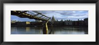 Framed Bridge across a river with a cathedral, London Millennium Footbridge, St. Paul's Cathedral, Thames River, London, England