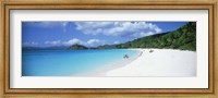 Framed Tourists on the beach, Trunk Bay, St. John, US Virgin Islands