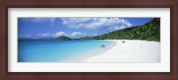 Framed Tourists on the beach, Trunk Bay, St. John, US Virgin Islands