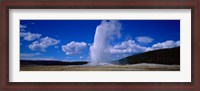 Framed Old Faithful, Yellowstone National Park, Wyoming, USA