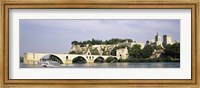 Framed Castle at the waterfront, Pont Saint-Benezet, Palais des Papes, Avignon, Vaucluse, France