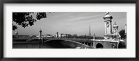 Framed Pont Alexandre III, Seine River, Paris, Ile-de-France, France (black and white)