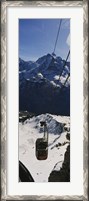 Framed High angle view of an overhead cable car, Jungfrau, Bernese Oberland, Swiss Alps, Switzerland