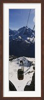 Framed High angle view of an overhead cable car, Jungfrau, Bernese Oberland, Swiss Alps, Switzerland