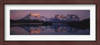 Framed Reflection of mountains in a lake, Lake Pehoe, Cuernos Del Paine, Patagonia, Chile