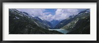 Framed High angle view of a lake surrounded by mountains, Grimsel Pass, Switzerland