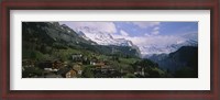 Framed High angle view of a village on a hillside, Wengen, Switzerland