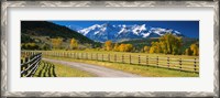 Framed Fence along a road, Sneffels Range, Colorado, USA