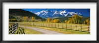 Framed Fence along a road, Sneffels Range, Colorado, USA