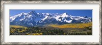 Framed Mountains covered in snow, Sneffels Range, Colorado, USA